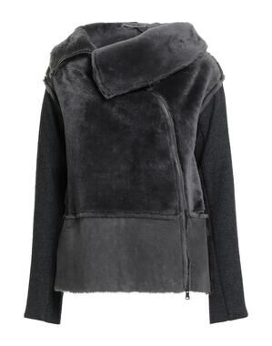 Transit Teddy Coat Lambskin Shearling Wool Grey Funnel Neck Zipper 2